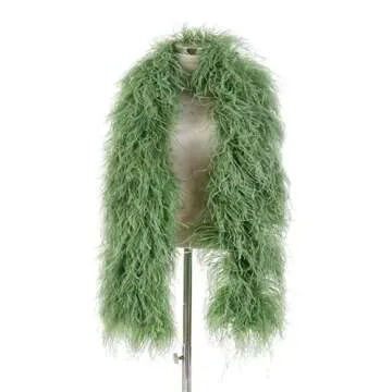 10 Ply 2 Meters Ostrich Feather Boa, Real Fluffy Natural Crafts,Stage Shawl Wedding Party Dance Performance Crafting Clothing Decoration Accessory (Color : Black, Size : 10 Ply)