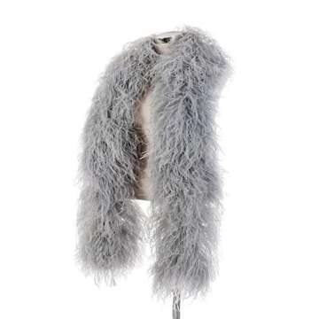 10 Ply 2 Meters Ostrich Feather Boa, Real Fluffy Natural Crafts,Stage Shawl Wedding Party Dance Performance Crafting Clothing Decoration Accessory (Color : Black, Size : 10 Ply)