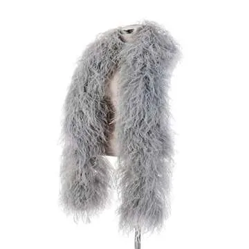 10 Ply 2 Meters Ostrich Feather Boa, Real Fluffy Natural Crafts,Stage Shawl Wedding Party Dance Performance Crafting Clothing Decoration Accessory (Color : Black, Size : 10 Ply)