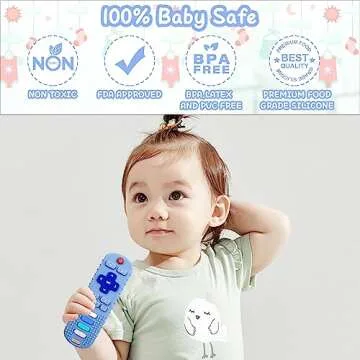 YAPROMO Baby Teething Toys,Reomte Teether Toys, Silicone Chew Toy for Babies 18+ Months, Remote Control Shape Teething Toys, Early Educational Toy BPA Free & Refrigerator Safe (Beige)