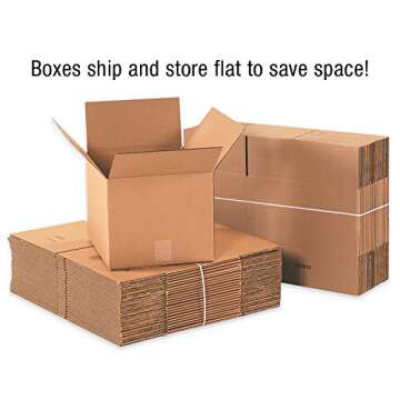 BOX USA Shipping Boxes Flat 12"L x 9"W x 3"H, 25-Pack | Corrugated Cardboard Box for Packing, Moving and Storage
