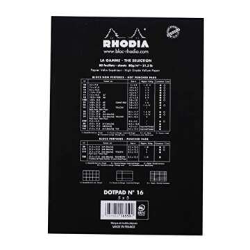 Rhodia Head Stapled Pad, No16 A5, Dot - Black