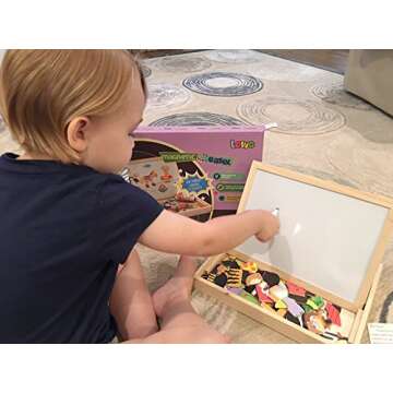 Lewo Wooden Educational Toys Magnetic Art Easel Animals Wooden Puzzles Games for Kids