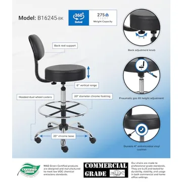 Comfortable and Stylish Office Medical Stool Black