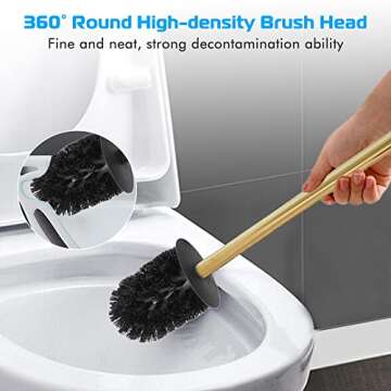 SUNTAI Round Toilet Brush Holder Stainless Steel 304 Bathroom Accessory Standing for Bathroom, Gold