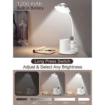 Astronaut Desk Lamp - Galaxy Projector & Organizer for Kids