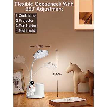 Astronaut Desk Lamp - Galaxy Projector & Organizer for Kids
