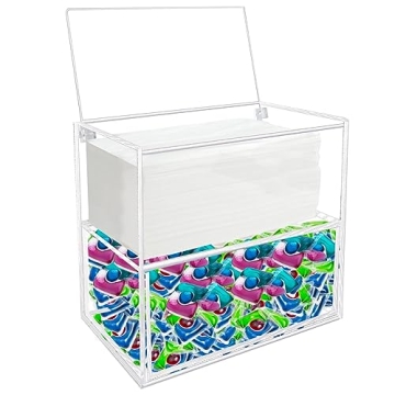 Watpot Acrylic Dryer Sheet Holder Laundry Organizer