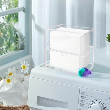 Watpot Acrylic Dryer Sheet Holder Laundry Organizer