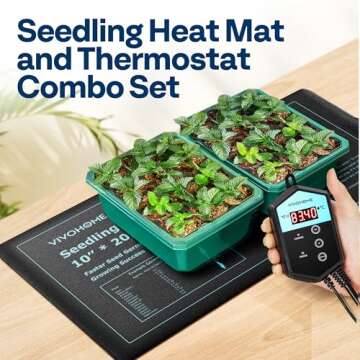 VIVOHOME 10 Inch x 20.75 Inch Waterproof Seedling Heat Mat and 40-108°F Digital Thermostat Controller Combo Set