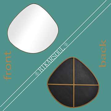 BIKARSOUL Irregular Wall Mirror Brass Framed Wall Mirror for Living Room Bedroom Bathroom Entryway Wall Decor 35.4"*36.6" BKS-JIN443-JIN90