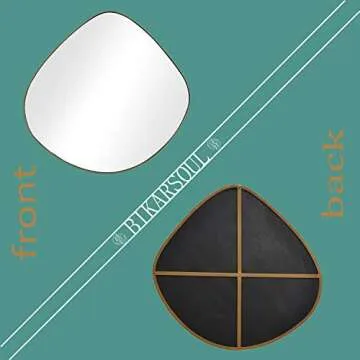 BIKARSOUL Irregular Wall Mirror Brass Framed Wall Mirror for Living Room Bedroom Bathroom Entryway Wall Decor 35.4"*36.6" BKS-JIN443-JIN90