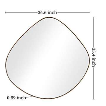 BIKARSOUL Irregular Wall Mirror Brass Framed Wall Mirror for Living Room Bedroom Bathroom Entryway Wall Decor 35.4"*36.6" BKS-JIN443-JIN90