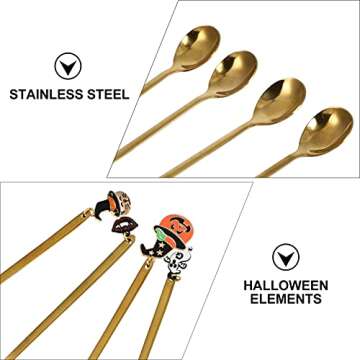 4Pcs Halloween Coffee Spoons with Spooky Pendant