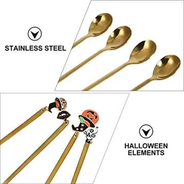 4Pcs Halloween Coffee Spoons with Spooky Pendant