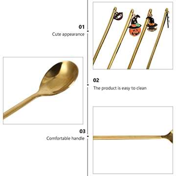 4Pcs Halloween Coffee Spoons with Spooky Pendant