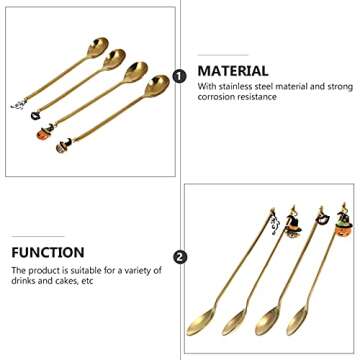 4Pcs Halloween Coffee Spoons with Spooky Pendant