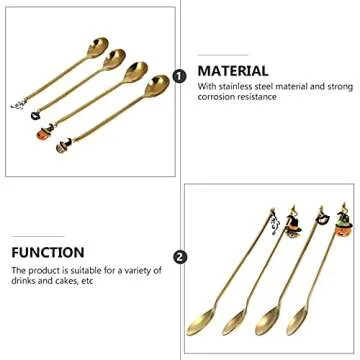 4Pcs Halloween Coffee Spoons with Spooky Pendant