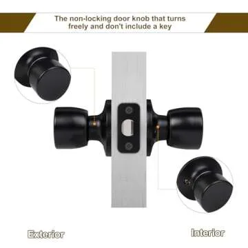 HOSOM Keyless Matte Black Passage Door Knobs - 2 Pack