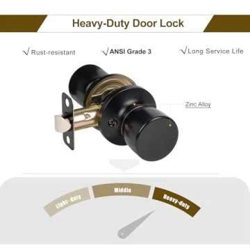 HOSOM Keyless Matte Black Passage Door Knobs - 2 Pack