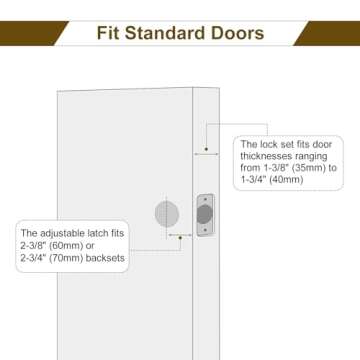 HOSOM Keyless Matte Black Passage Door Knobs - 2 Pack