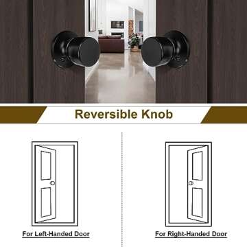 HOSOM Keyless Matte Black Passage Door Knobs - 2 Pack