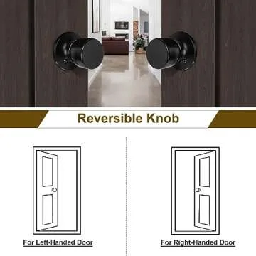 HOSOM Keyless Matte Black Passage Door Knobs - 2 Pack