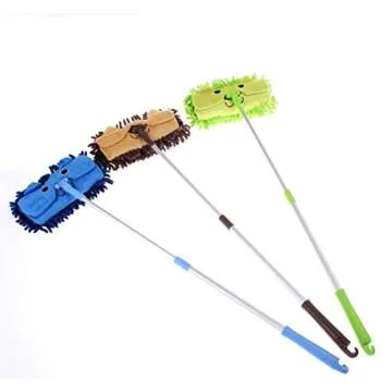 Xifando Mini Microfiber Chenille Cartoon Flat Dust Mop for Children,Detachable,360 Degree Rotation, Extension-Type (Brown)