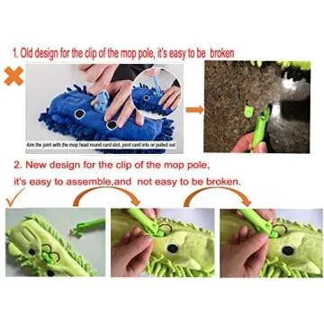 Xifando Mini Microfiber Chenille Cartoon Flat Dust Mop for Children,Detachable,360 Degree Rotation, Extension-Type (Brown)