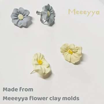 Flower Polymer Clay Molds, 2Pcs Polymer Clay Molds for Jewelry Making, Daisy Sunflower Rose Miniature Silicone Molds (11Flowers)