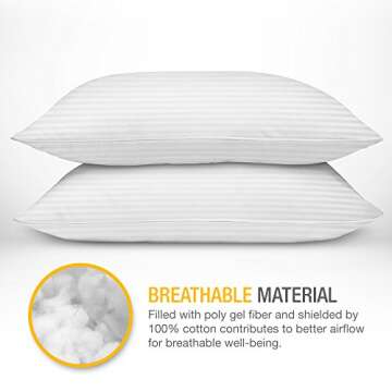 DreamNorth Premium Gel Pillow Loft (Pack of 2) Luxury Plush Soft Bed Pillows for Home + Hotel Collection [Good for Side and Back Sleeper] Cotton Cover Dust Resistant & Hypoallergenic - Standard Size White