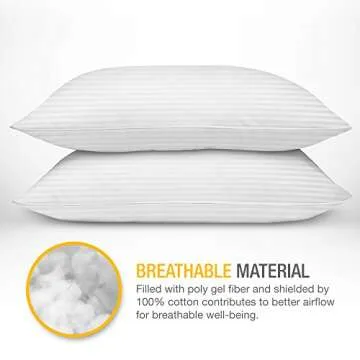 DreamNorth Premium Gel Pillow Loft (Pack of 2) Luxury Plush Soft Bed Pillows for Home + Hotel Collection [Good for Side and Back Sleeper] Cotton Cover Dust Resistant & Hypoallergenic - Standard Size White