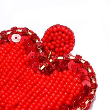 Beaded Valentine Earrings - Chic Heart Dangle Jewelry