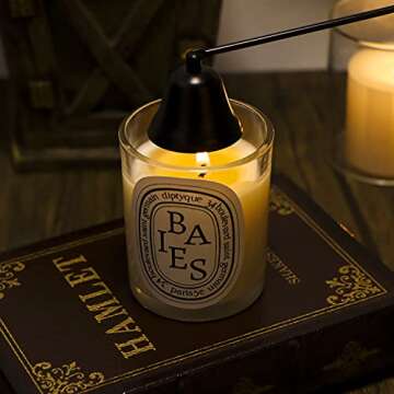 Lsnisni Candle Wick Cutter, Candle Snuffer and Wick Trimmer Black, Electric Candle Lighter Rechargeable, Candle Wick Dipper Accessory Set of 4, for Mom Birthday Gifts from Daughter