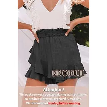 BNOOUIL Women's High Waisted Shorts Summer Casual Comfy Flowy Beach Linen Cotton Shorts Wrap Mini Sk...
