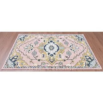 Allen Home Hand Crafted Wool Rugs | Area Carpets Suitable for Living Room, Bedroom, Dining Room | Traditional Rugs | Natural Latex Backing with 100% Cotton | 5’ x 8’ | Heriz Carol
