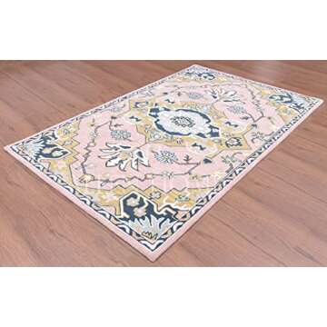 Allen Home Hand Crafted Wool Rugs | Area Carpets Suitable for Living Room, Bedroom, Dining Room | Traditional Rugs | Natural Latex Backing with 100% Cotton | 5’ x 8’ | Heriz Carol