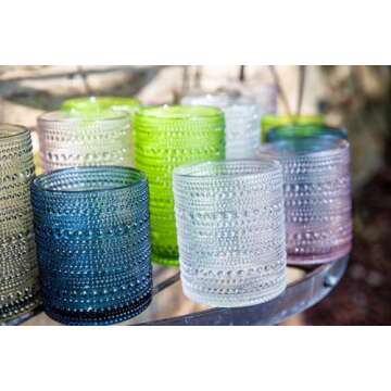 Fortessa Jupiter Beaded Hobnail Glass, 13 Ounce Iced Beverage (Set of 6), Clear