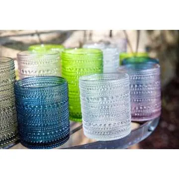 Fortessa Jupiter Beaded Hobnail Glass, 13 Ounce Iced Beverage (Set of 6), Clear