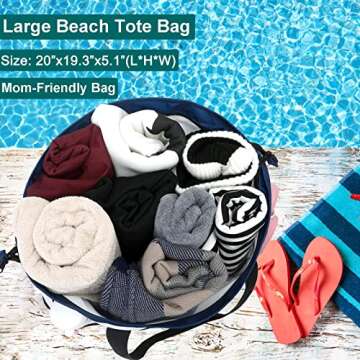 JIANYA Beach Bag Women Waterproof Sandproof Beach Tote Bags with Cooler Top Zipper Large Totes for Beach Pool Travel Daily