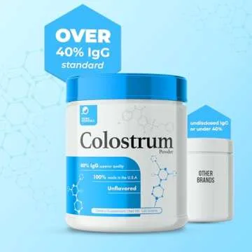 Prime Powders Colostrum Over 40% IgG, Grass Fed, Gut Health, Bloating Immunity Skin & Hair, Muscle Recovery, Ultra Bioavailability (Unflavored | 120 Servings)