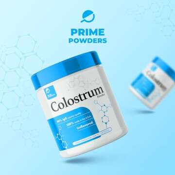 Prime Powders Colostrum Over 40% IgG, Grass Fed, Gut Health, Bloating Immunity Skin & Hair, Muscle Recovery, Ultra Bioavailability (Unflavored | 120 Servings)