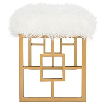 Safavieh Glam White Faux Sheepskin Gold Bench for Home