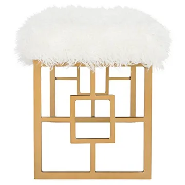 Safavieh Glam White Faux Sheepskin Gold Bench for Home