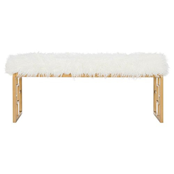 Safavieh Glam White Faux Sheepskin Gold Bench for Home