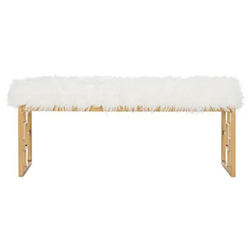 Safavieh Glam White Faux Sheepskin Gold Bench for Home