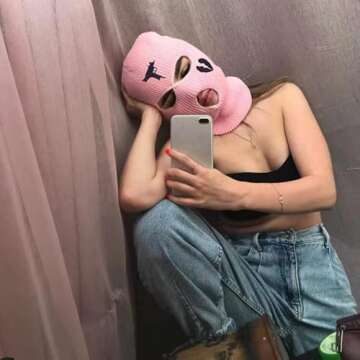 3 Hole UZI Balaclava Knitted Full Face Cover Ski Mask Winter Windproof Neck Warmer Thermal Cycling for Men Women (Pink)