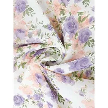 Allegra K Floral Dress for Women's 2024 Summer Puff Sleeve Ruffles Tiered Chiffon Smocked Dresses Medium White