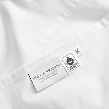 BOLL & BRANCH Signature Hemmed Sheet Set - Queen, White - Luxury 100% Organic Cotton - Includes 1 Flat, 1 Fitted, 2 Pillowcases - Buttery Soft