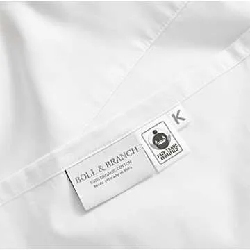 BOLL & BRANCH Signature Hemmed Sheet Set - Queen, White - Luxury 100% Organic Cotton - Includes 1 Flat, 1 Fitted, 2 Pillowcases - Buttery Soft